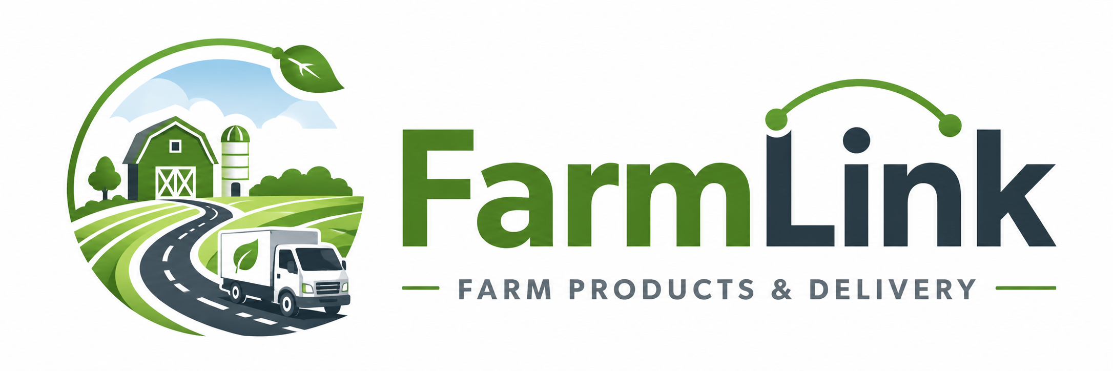 FarmLink farm road and delivery truck logo